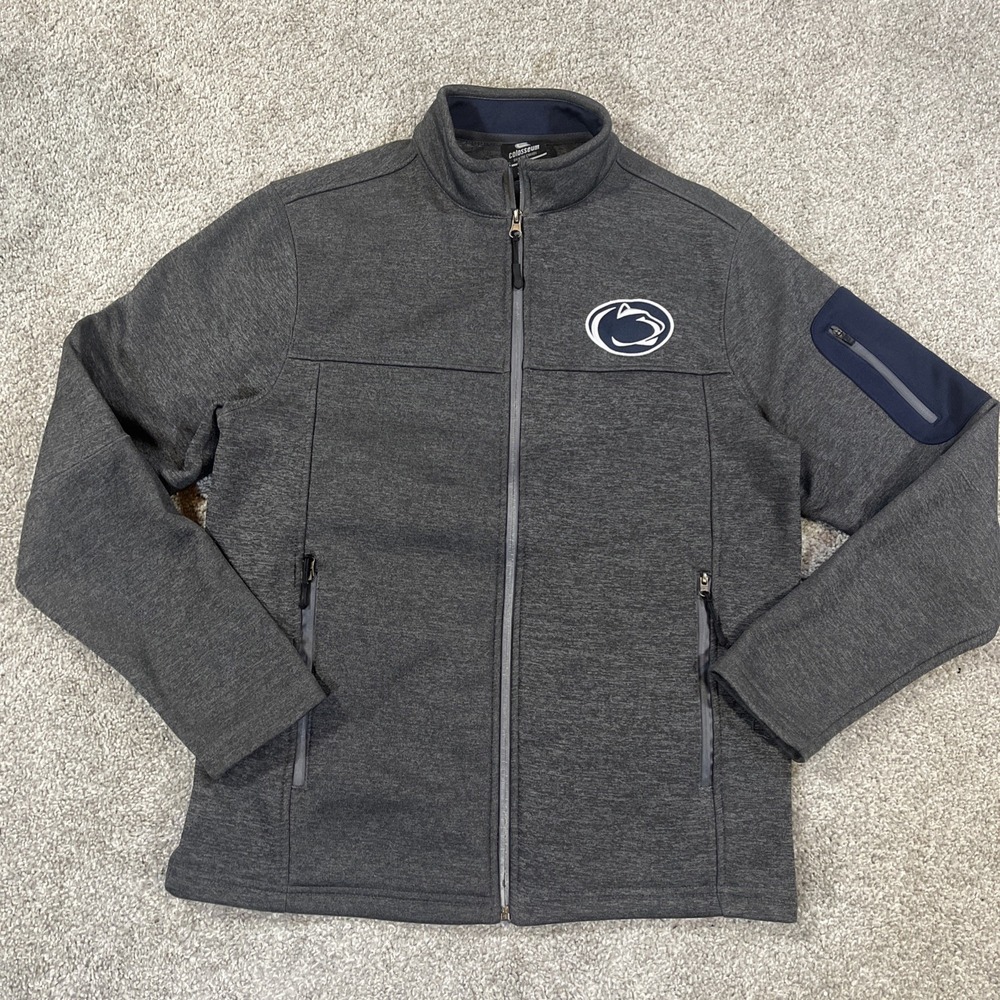 Colosseum Penn State Nittany Lions Full Zip Jacket Men's S Gray Heather PSU Logo